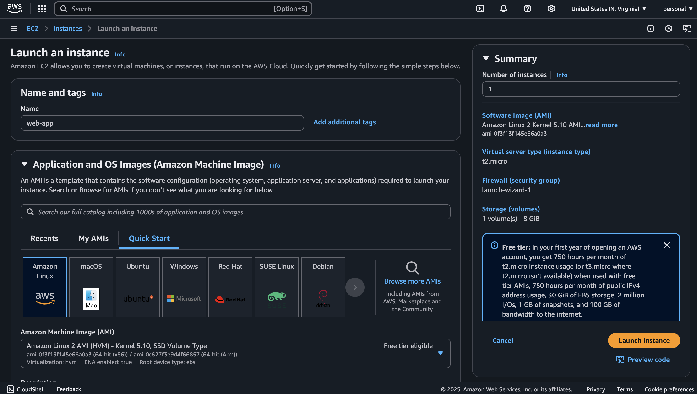 launch instance