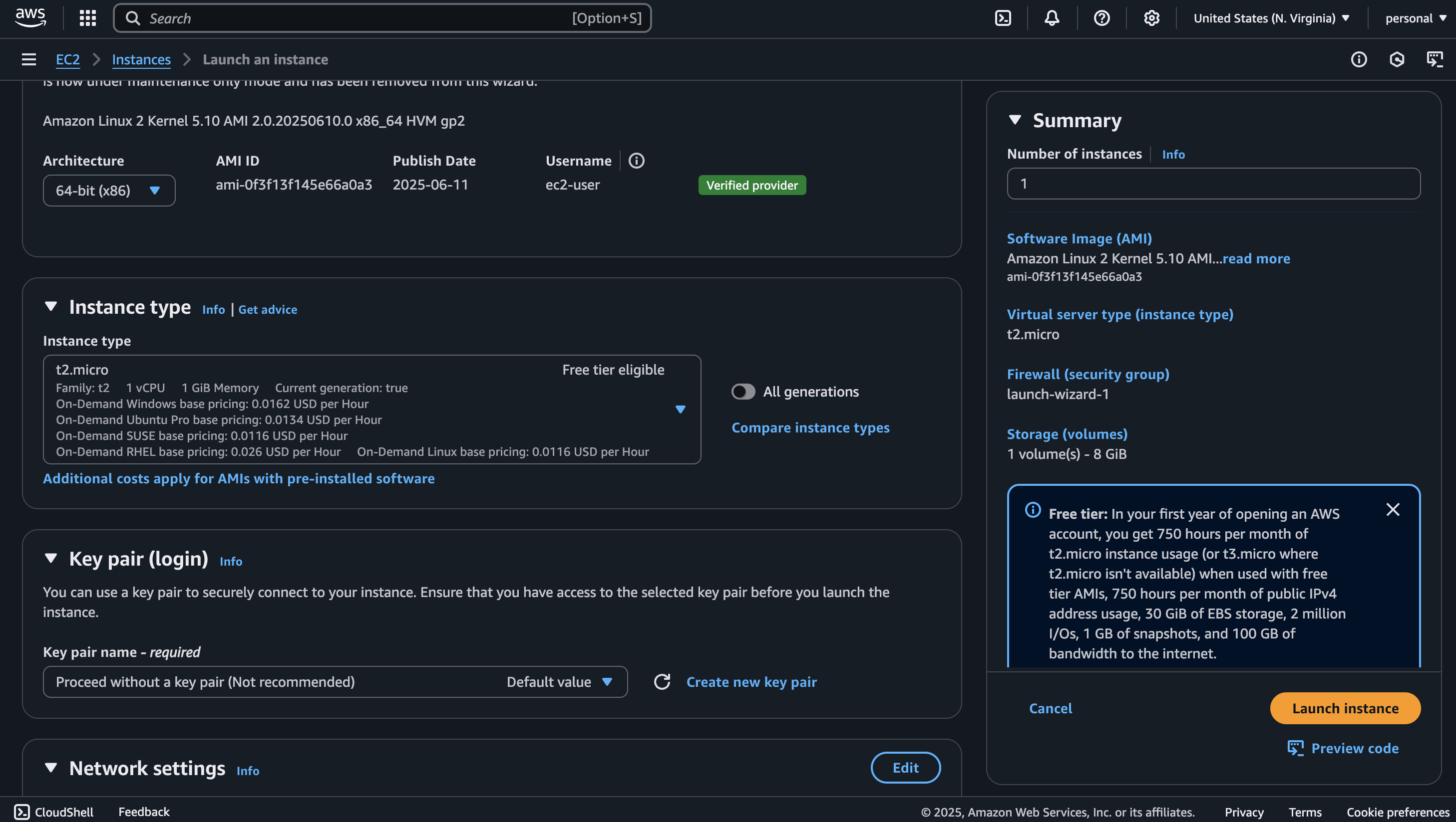 launch instance